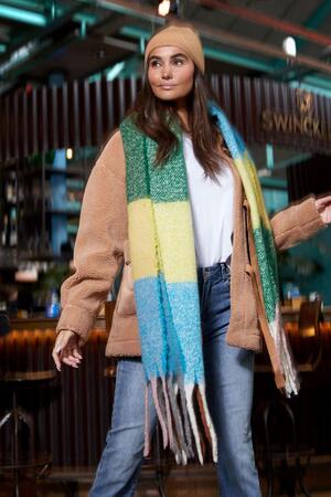 Multicolor winter scarf with fringes Green Acrylic h5 Picture3